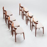 Harry Ostergaard set of eight dining chairs in teak Randers Denmark 1960