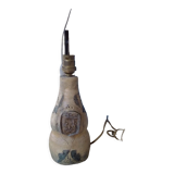 Sandstone lamp base with fleur-de-lis coat of arms