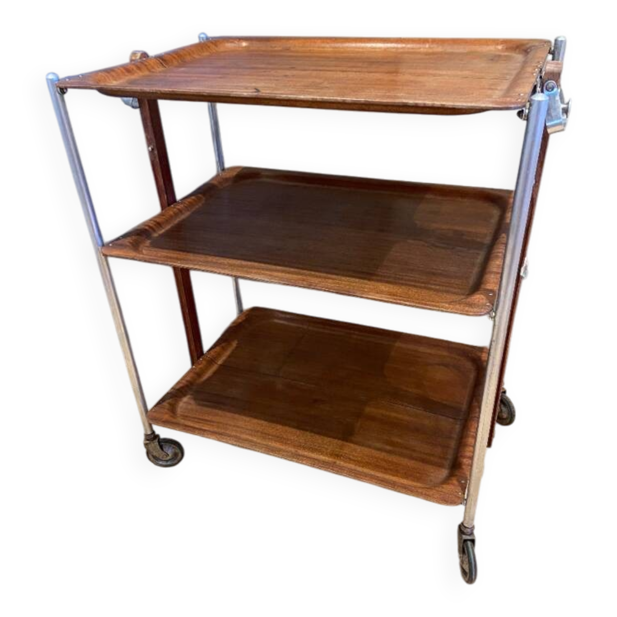 Dessert 3 folding trays wood and metal