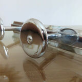 Coat rack in nickel-plated brass, 3 hooks art deco years 40 50