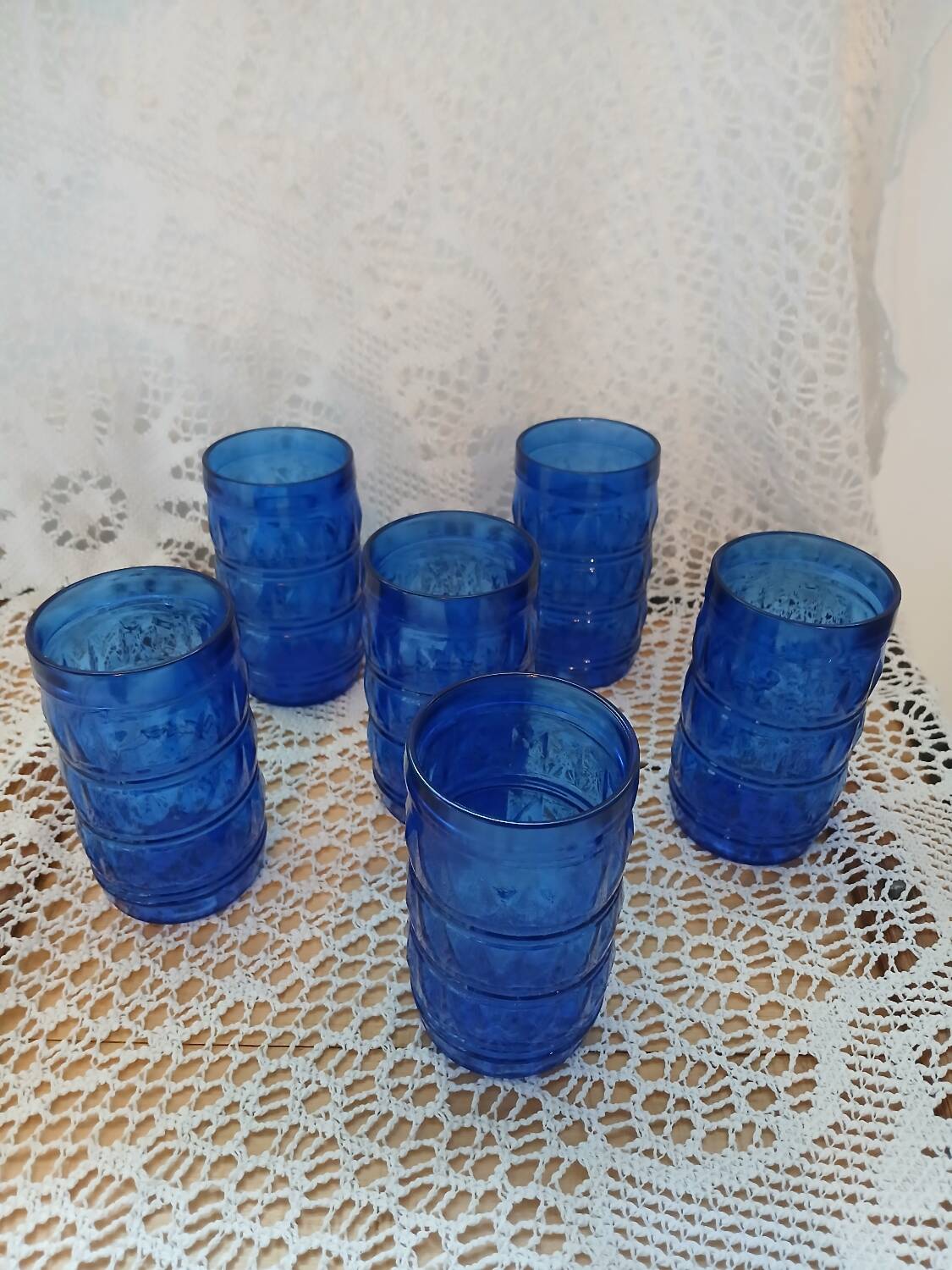 6 antique cobalt blue glasses