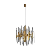 Italian brass chandelier with glass icicles from Sciolari, 1970