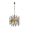 Italian brass chandelier with glass icicles from Sciolari, 1970