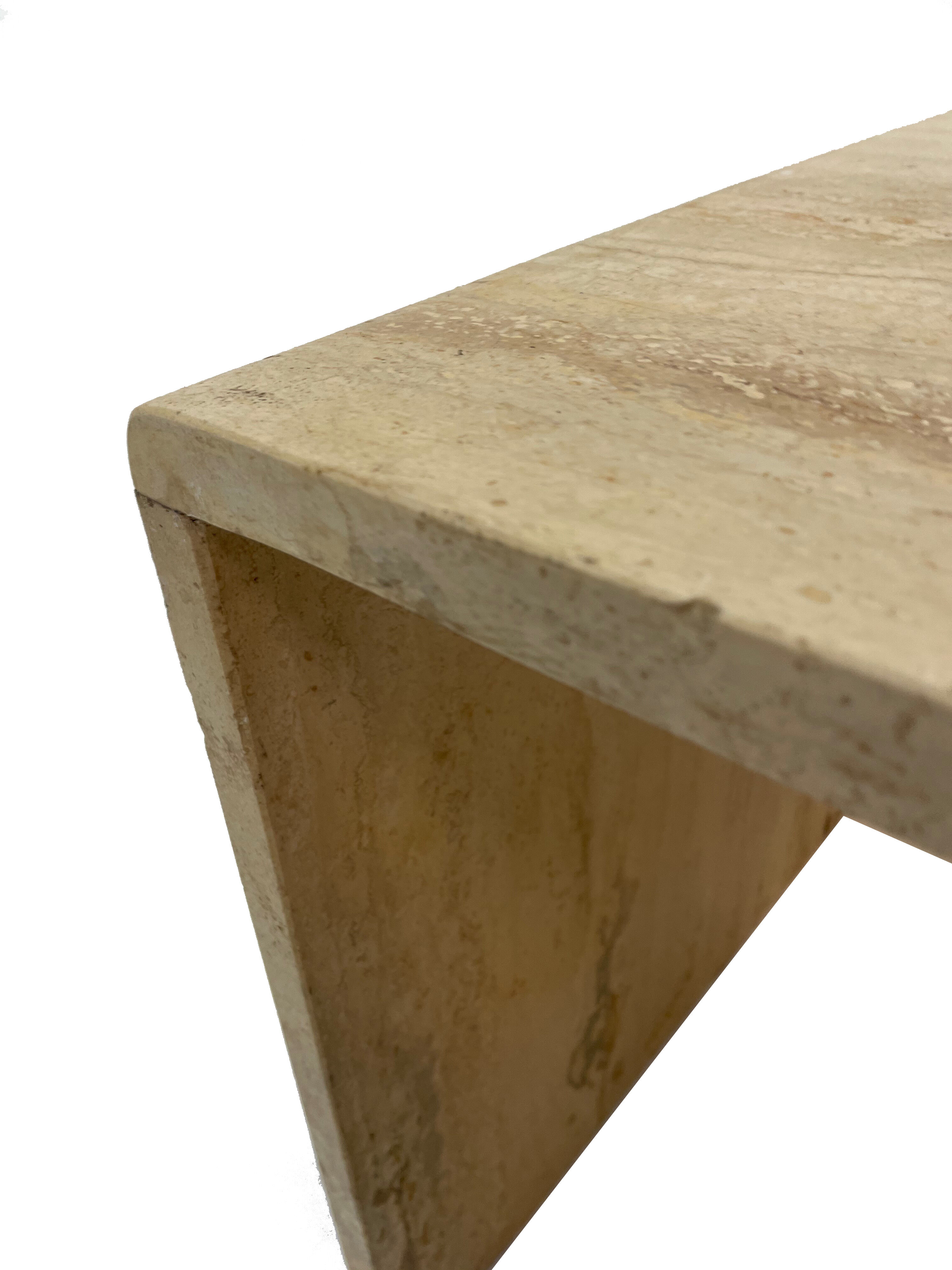 Italian travertine pull out tables, 1970