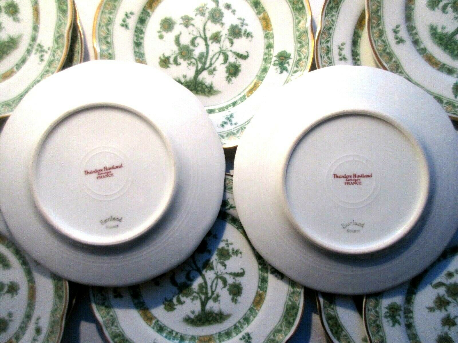Fine porcelain cake serving 12 plates - 1 dish, signed Th. Haviland Limoges