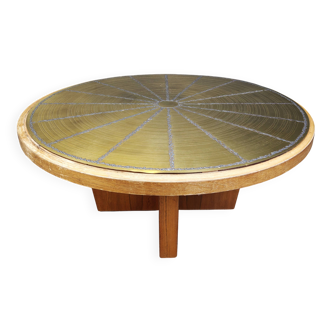 Scandinavian etched brass coffee table, 1960s
