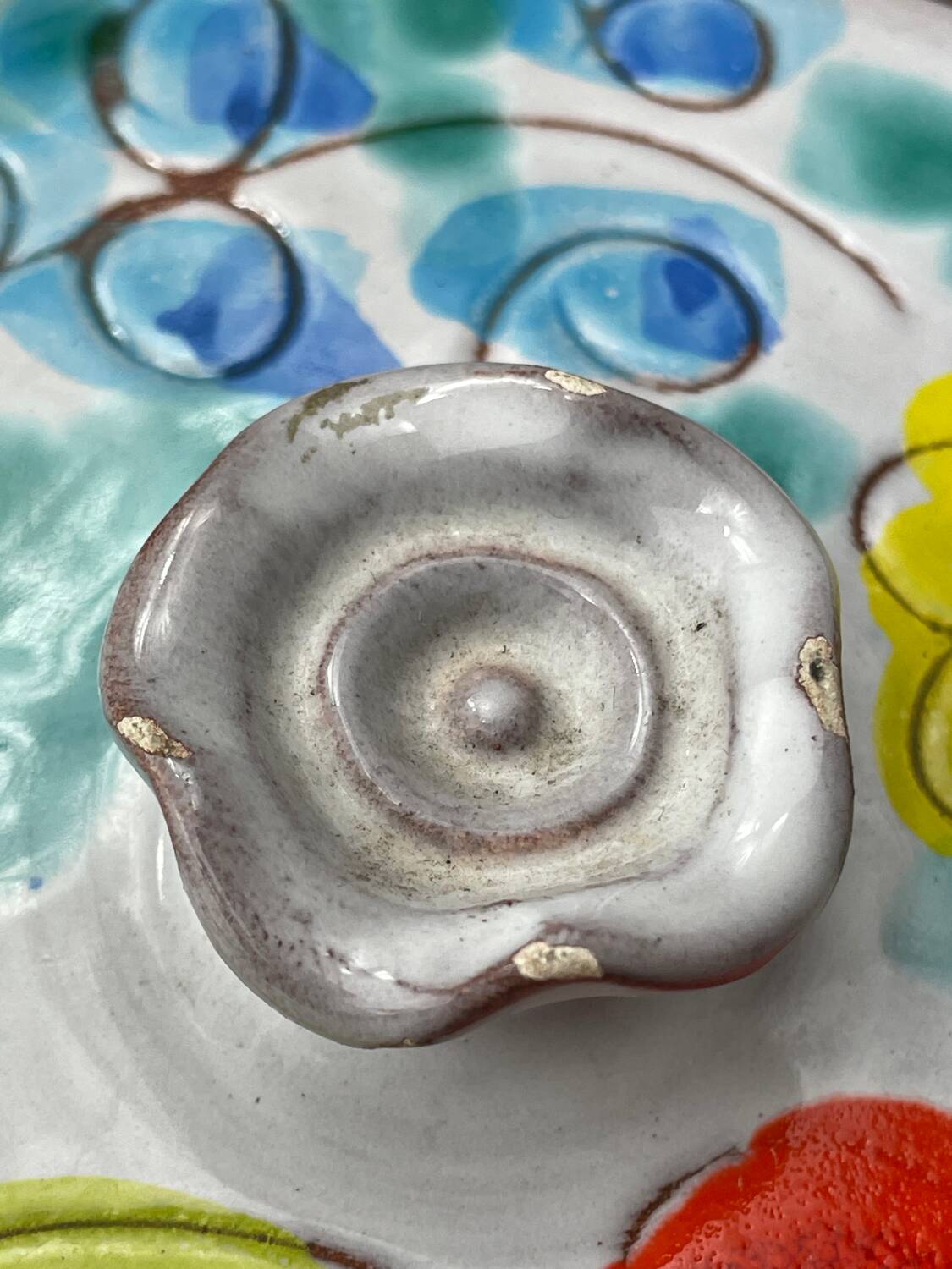 Vallauris ceramic corolla butter dish