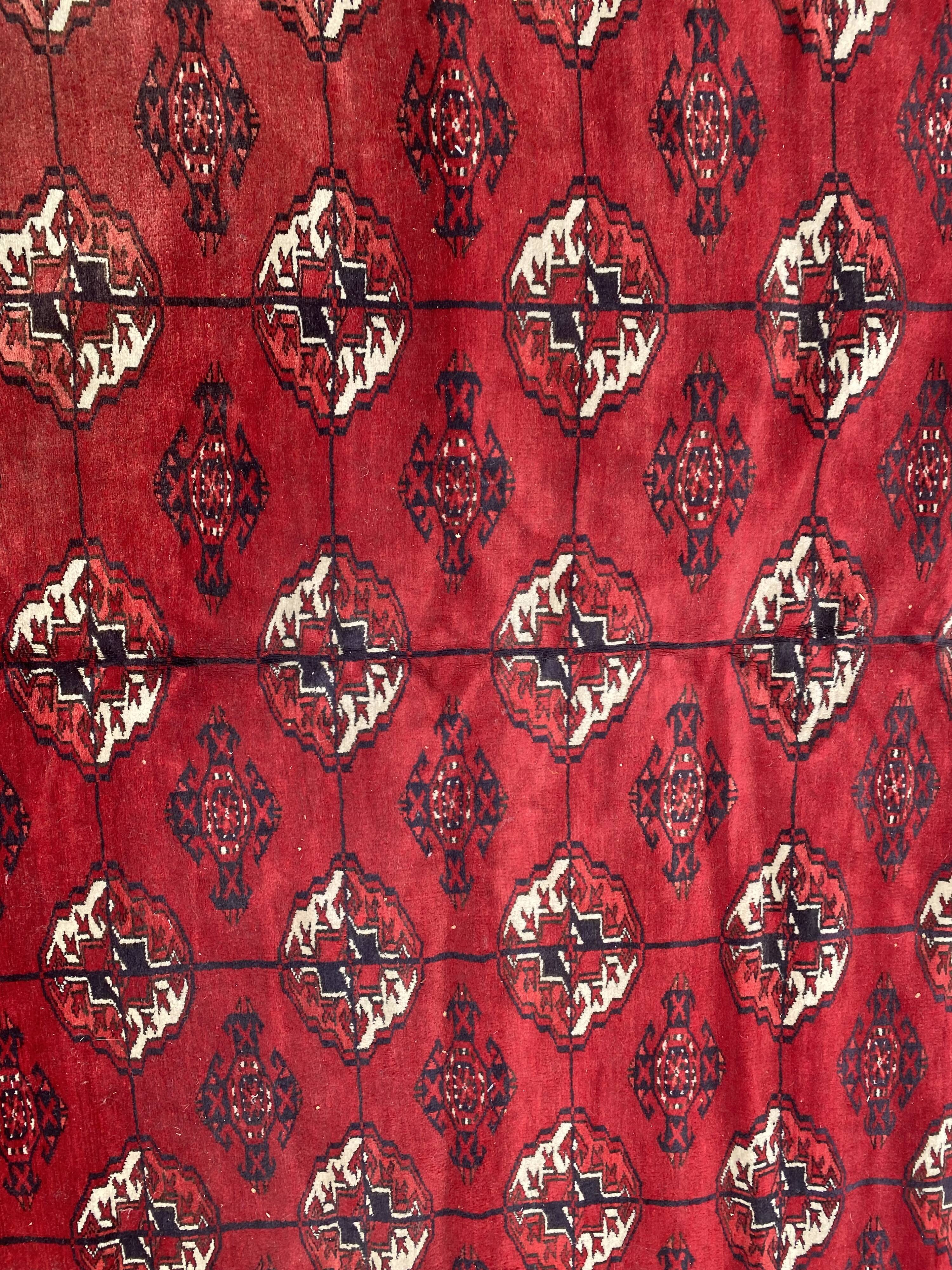 Nice big vintage carpet Bokhara handmade 200x282 cm