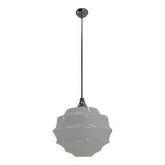 Huge Art Deco Glass Pendant, Czechoslovakia, 1940s