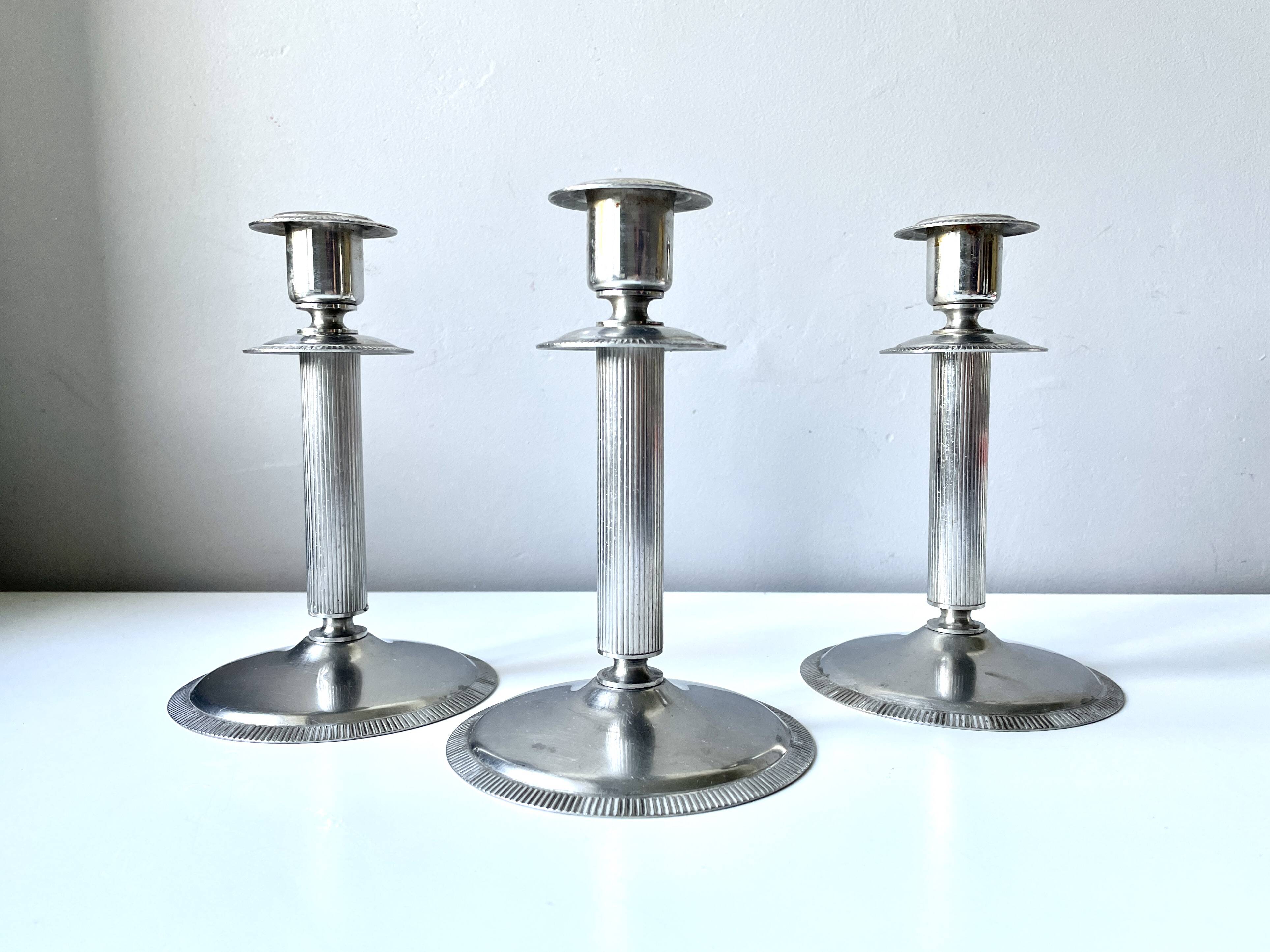 Set de 3 bougeoirs en inox