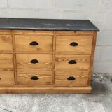 Furniture with drawers waxed pine above black top three tablets furniture of trade