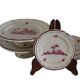 Gien "Pink Landscape" original service: 2 cake plates + 8 dessert plates