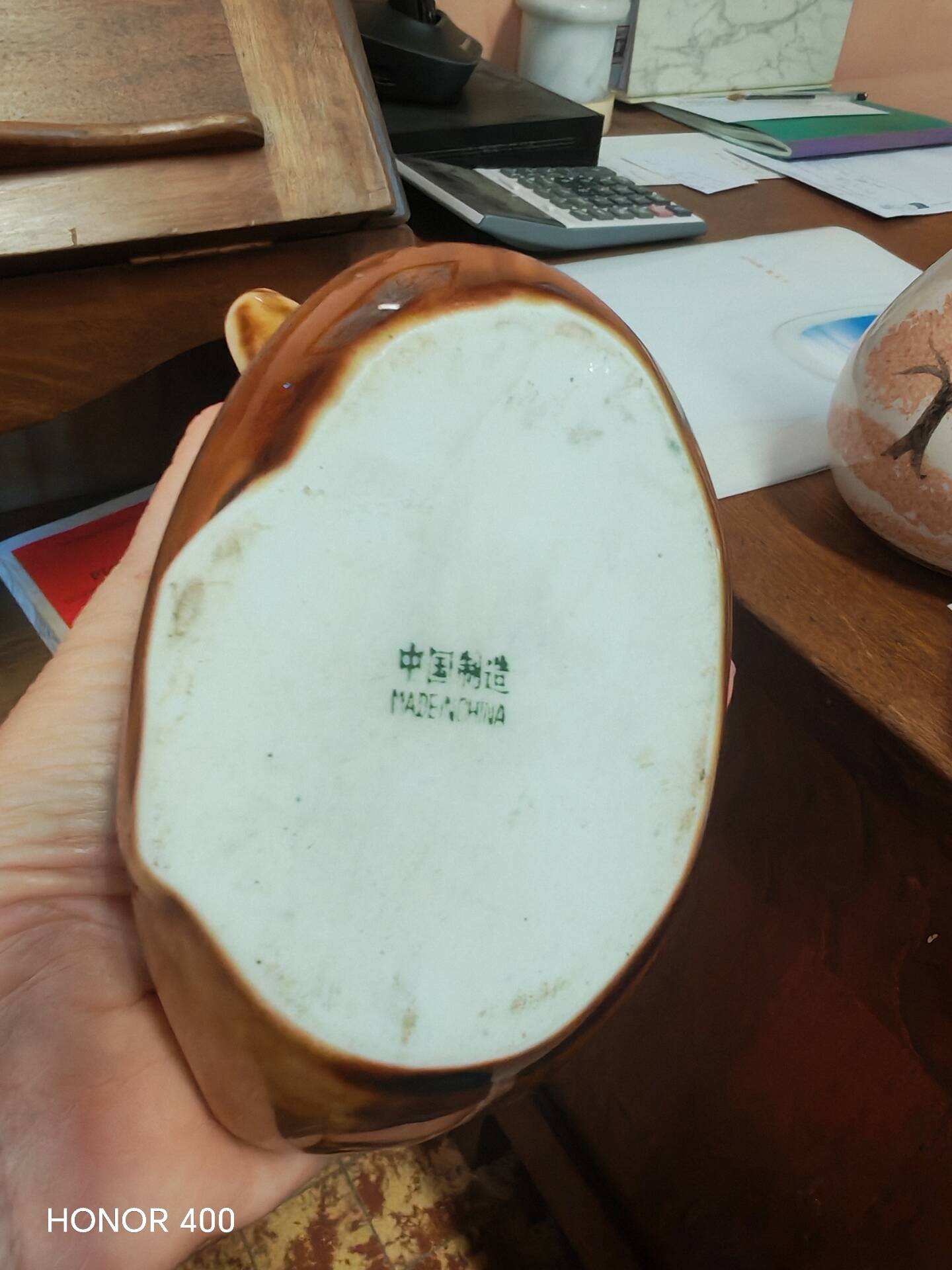 Vintage glazed ceramic duck catchall