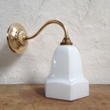 Art deco opaline and brass wall light