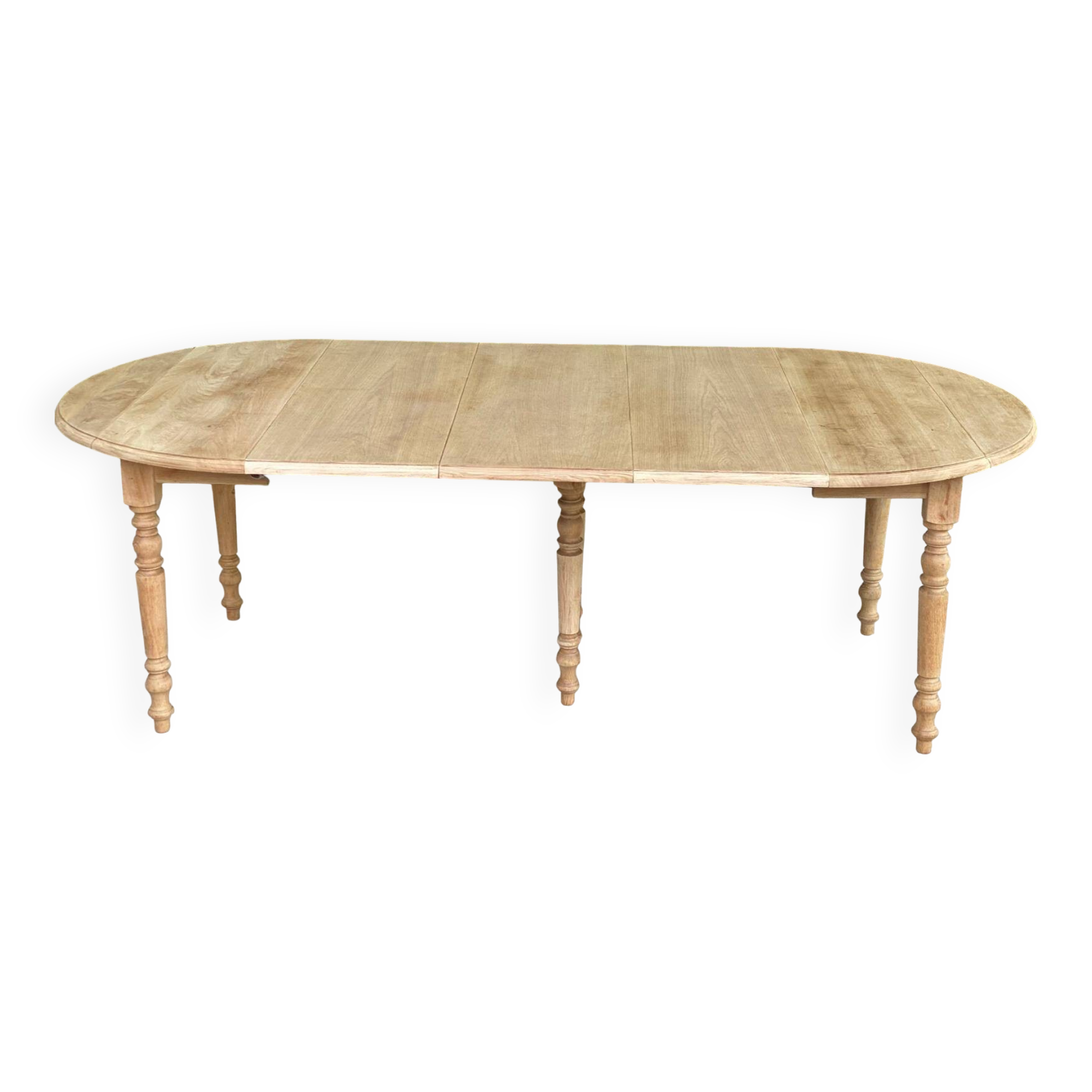 Louis Philippe 20th century extendable round dining table with shutters, renovated 230cm