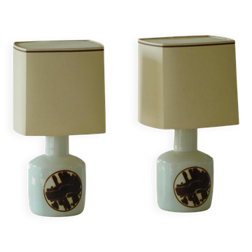 Paire de lampes de table en porcelaine Bing & Grøndahl, style moderne danois, années 1960-1970