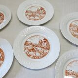 6 vintage white Augusty porcelain dinner plates in very good condition