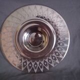 Oval centerpiece in smoked glass, art deco patterns