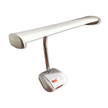 Lampe de bureau Hobco metal gris avec bras flexible chrome années 70 vintage
