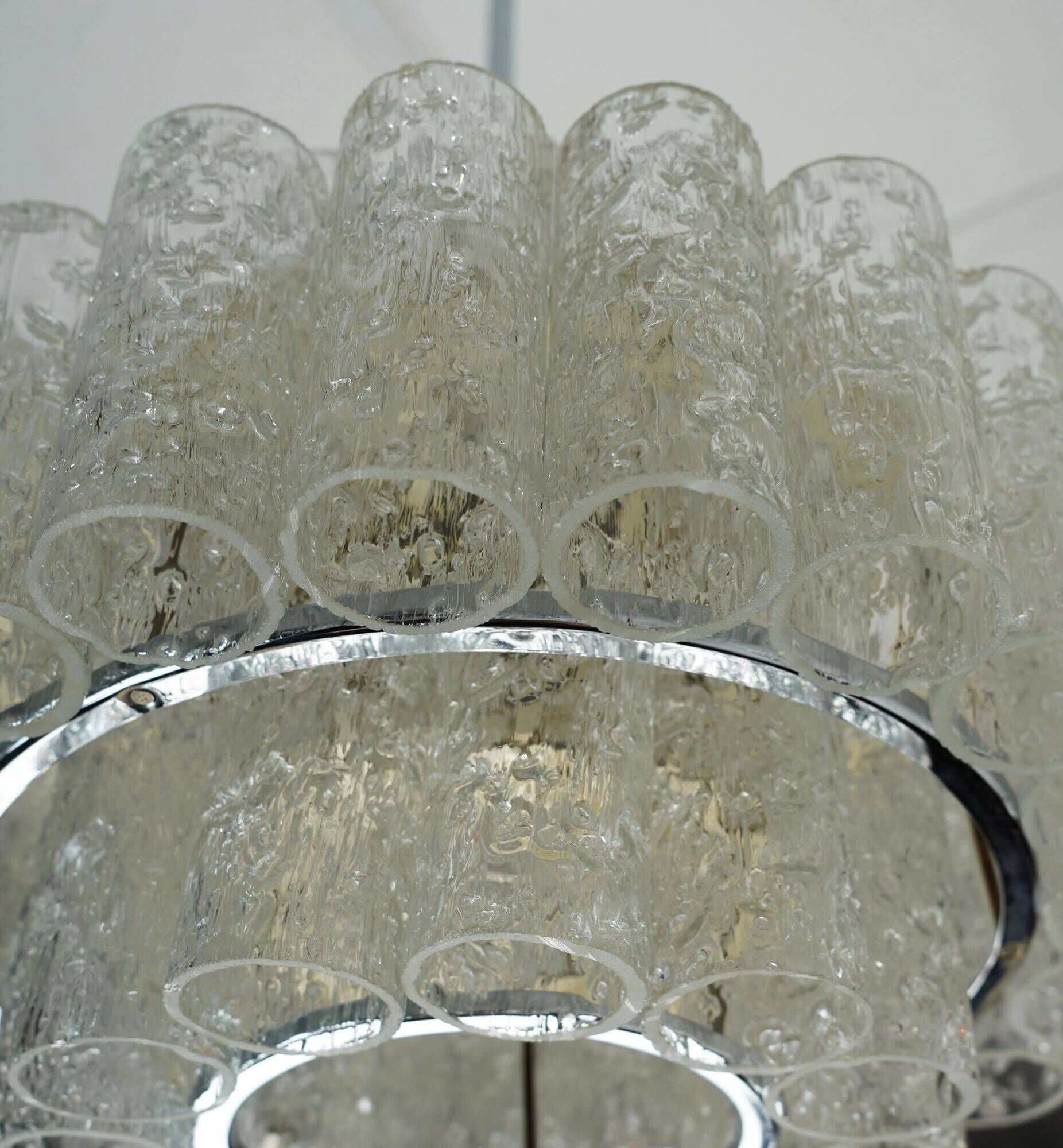 3-tier 1960s vintage mid century doria ice glass CHANDELIER with 45 glasses