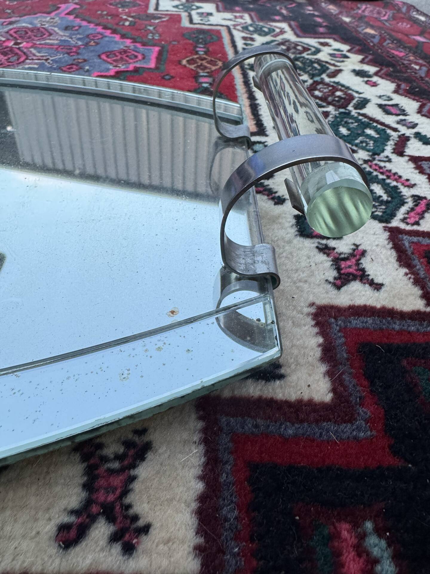 Art Deco plateau mirror and glass