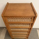 Oak and rattan 1950s