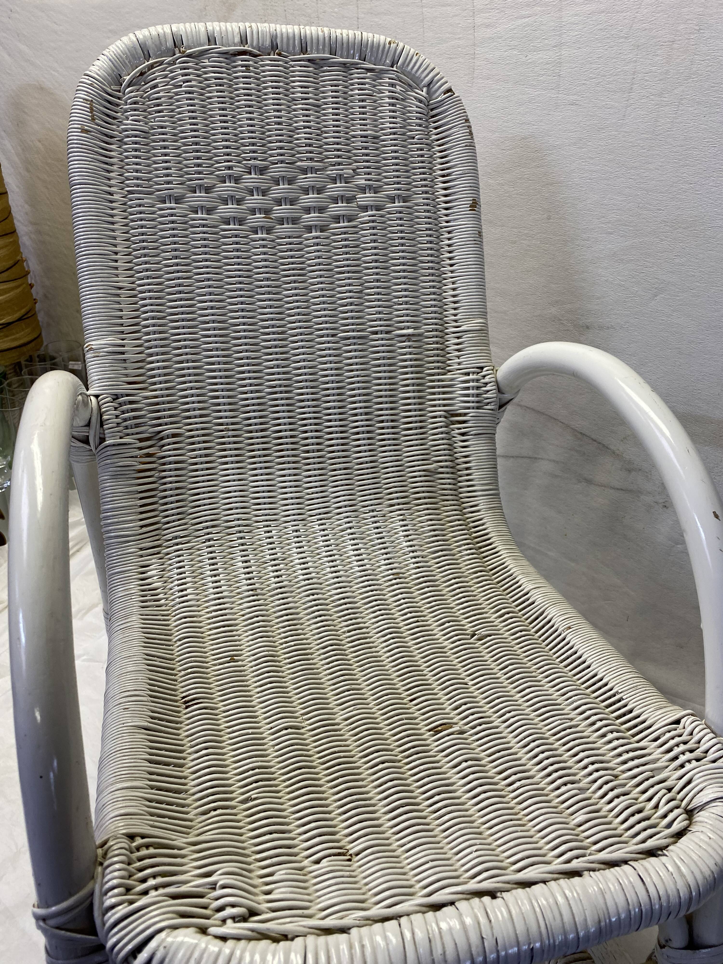 White rattan rocking chair