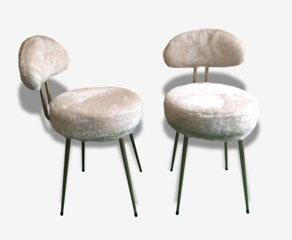 Paire de chaise moumoute pelfran vintage 70 prisunic design original pop  âge tbe | Selency