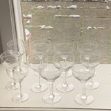 10 wine glasses, carved transparent glass, art deco cups, old and trendy