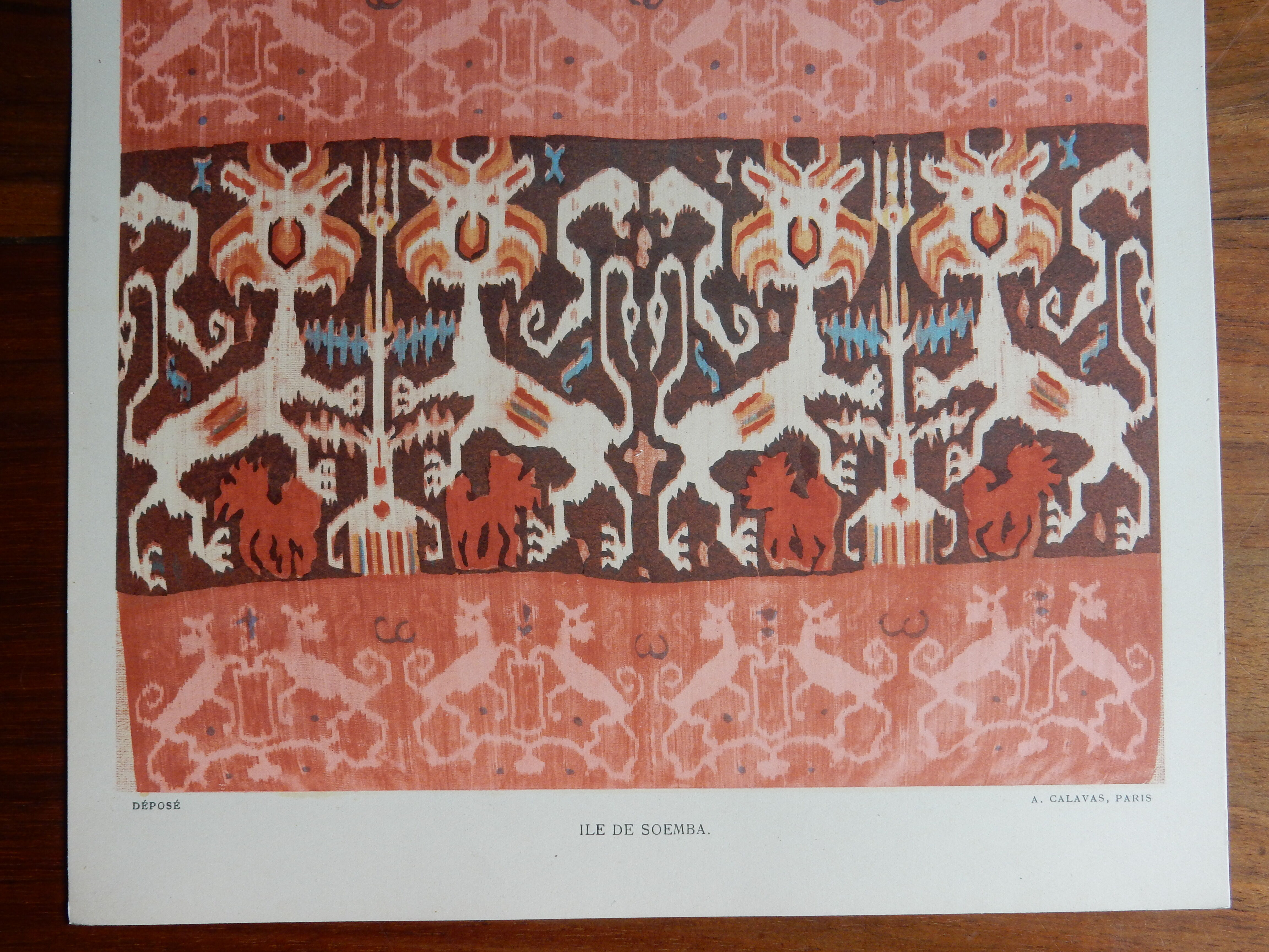 Old illustrative plate funerary fabric color of the Dutch East Indies 1930