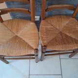 Set of 4 old Picardie straw chairs