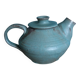 Théière artisanale en grès chamotté émaillé vert de gris signée