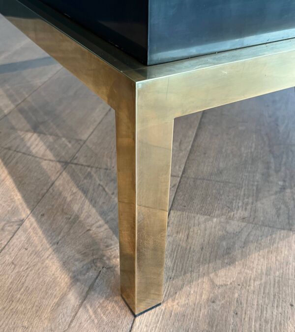 Table basse en laiton et laque noire de Guy Lefèvre pour la Maison Jansen