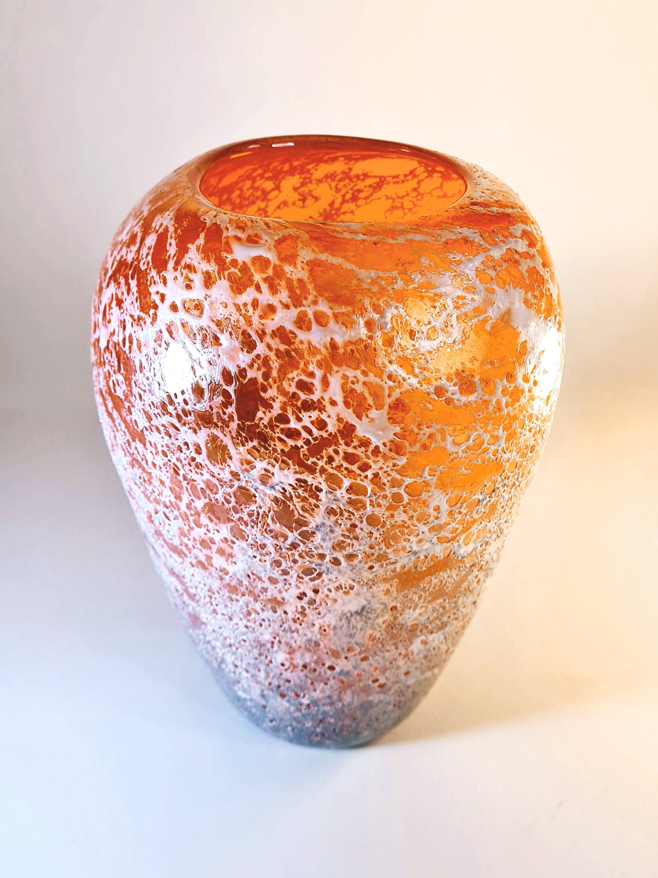 Blown glass vase – sea foam effect