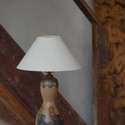 Terracotta table lamp, Art Nouveau, L. Hjorth, Bornholm, Denmark, 1930s