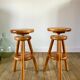 pair of adjustable architect stools pine style 60s