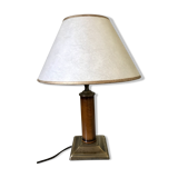 Brass and wood lamp