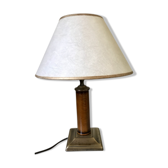 Brass and wood lamp
