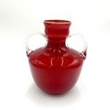Large red glass vase Opalina Fiorentina Empoli, Italy, 1960s