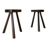 Pair of vintage tripod stools in solid wood