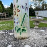 Cylindrical Art Nouveau vase with enamelled decoration of violets.