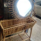 Large rattan sun mirror circa 1960 72 cm in diameter