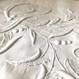 Old pure linen sheet embroidered and monograms