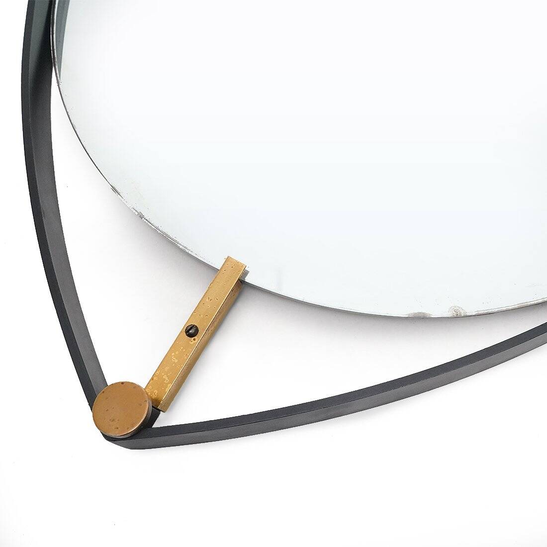 Vintage mirror with a metal and brass frame, 1950s.