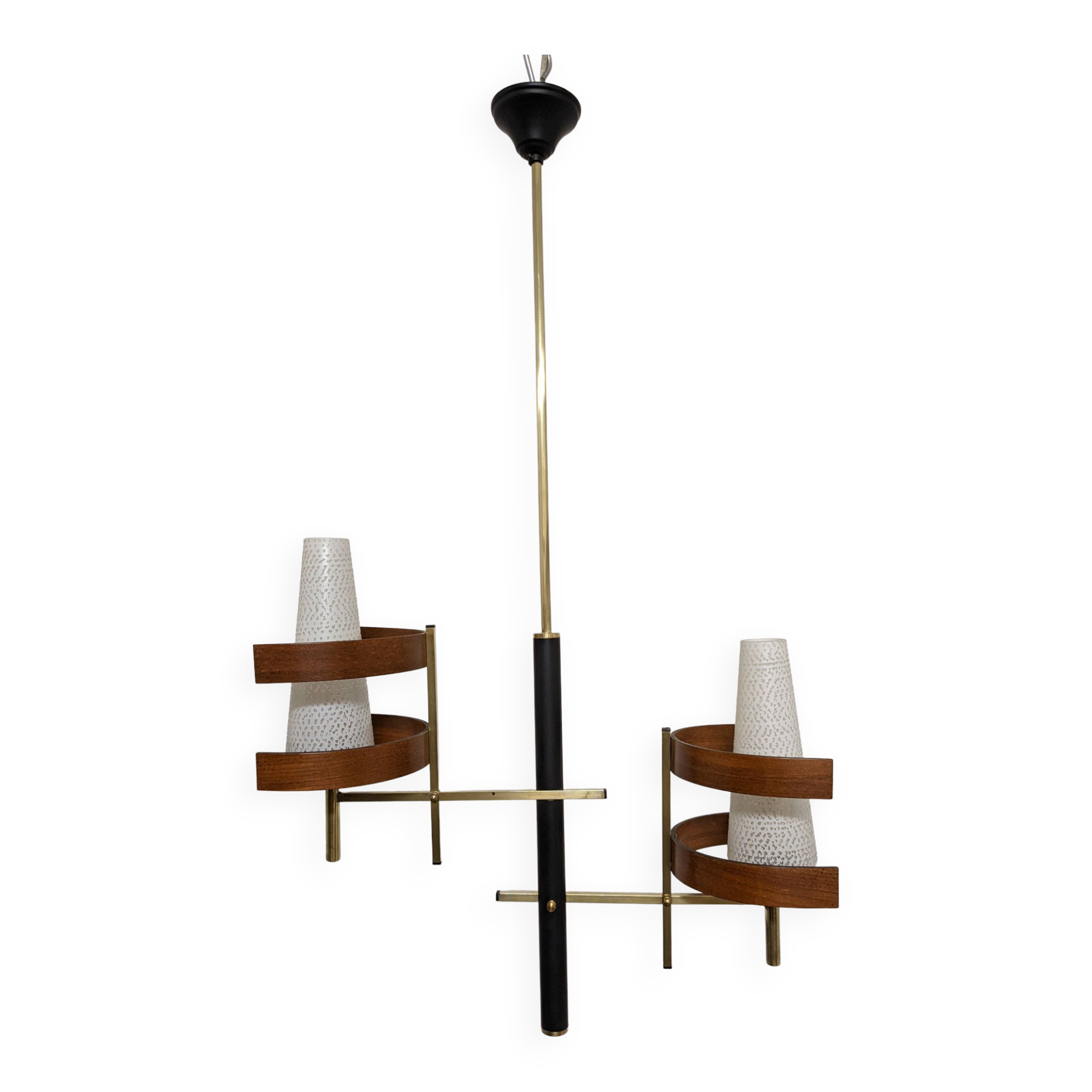 Scandinavian teak and brass chandelier from the 50s/60s