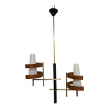 Scandinavian teak and brass chandelier from the 50s/60s