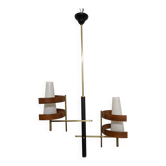 Scandinavian teak and brass chandelier from the 50s/60s