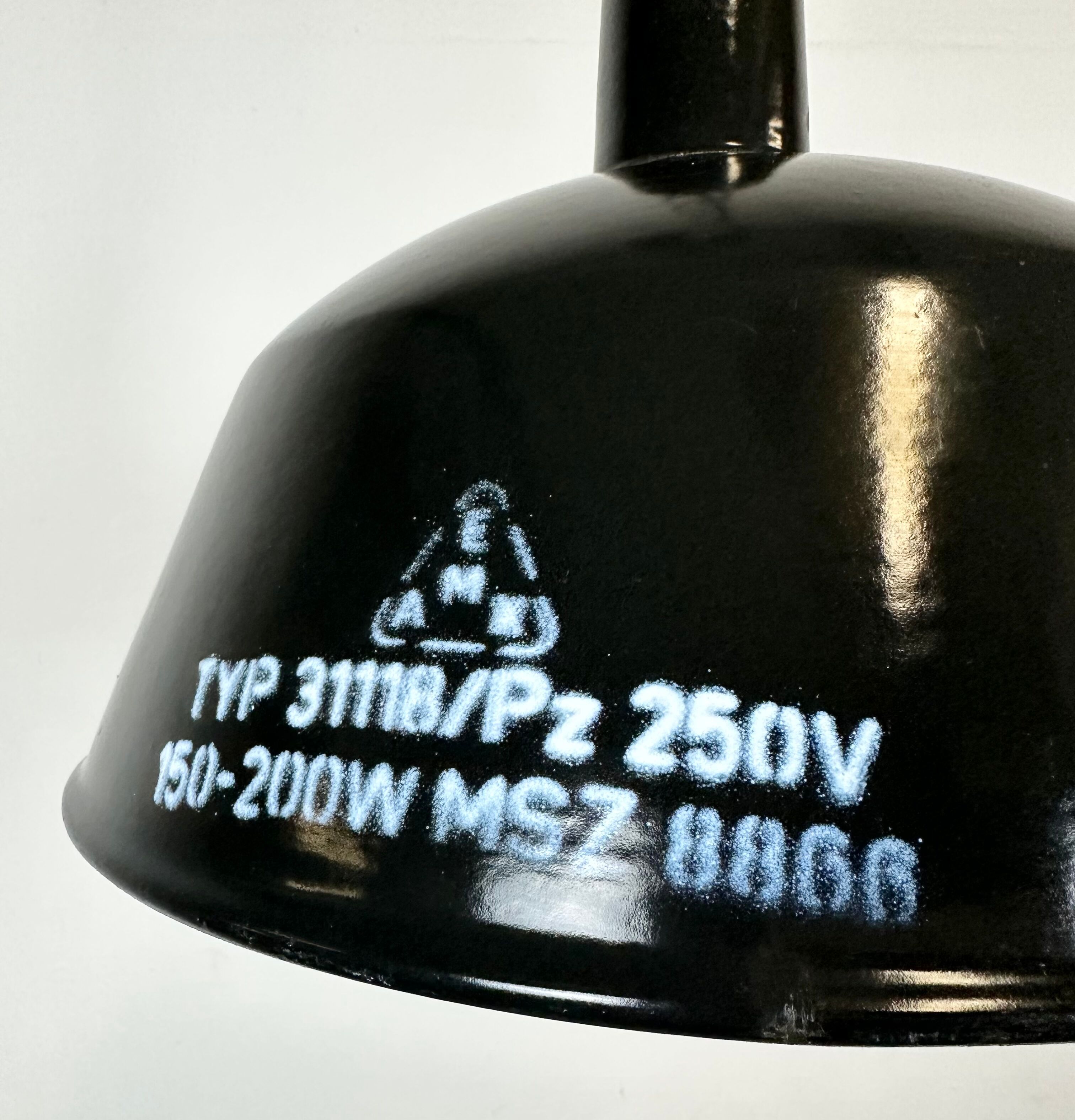 Industrial black enamel pendant lamp from emax, 1960s