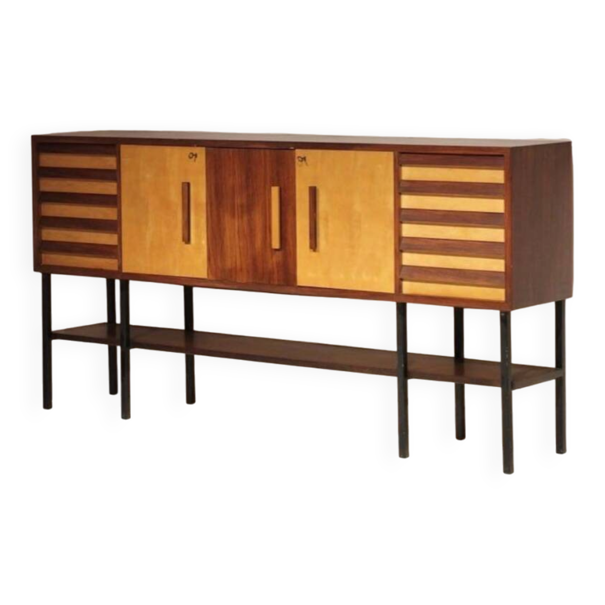 Grande enfilade en placage de palissandre et frêne