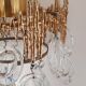 Small brass brutalist chandelier with crystal stamps